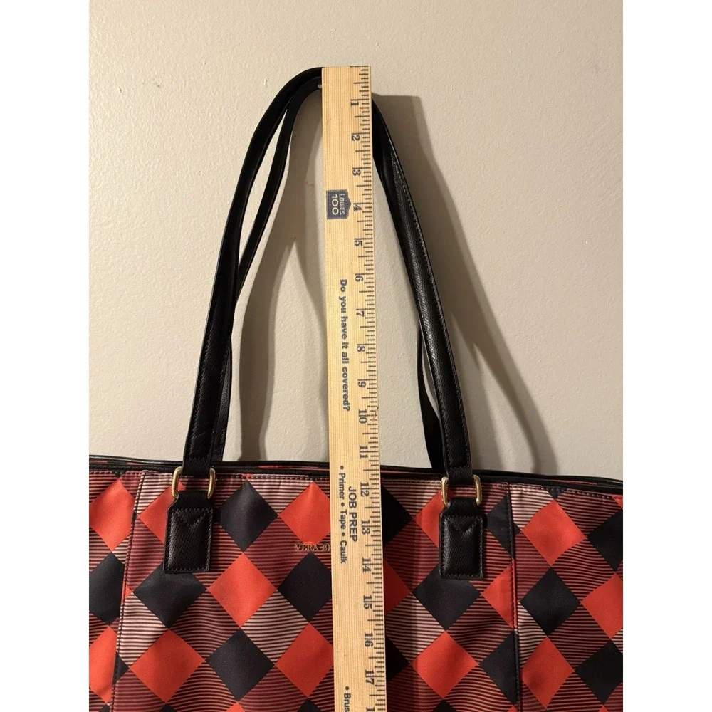Vera Bradley Large Zip ELLA Tote BUFFALO PLAID Burnt Orange Black Red Purse $168
